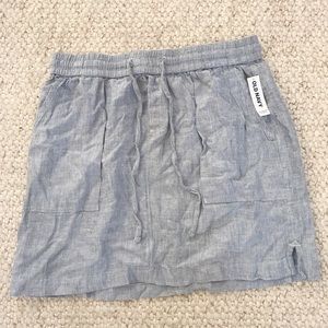 Blue and white pin stripe skirt.